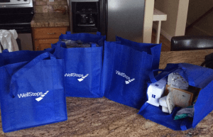 WellSteps reusable grocery bags.